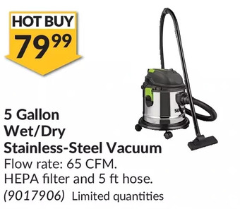 Princess Auto 5 Gallon Wet/Dry Stainless-Steel Vacuum offer