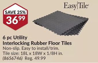 Princess Auto Easy Tile 6 pc Utility Interlocking Rubber Floor Tiles offer