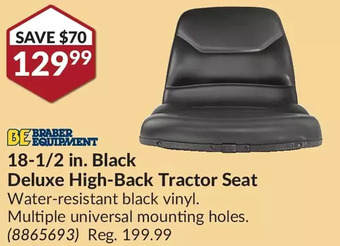 Princess Auto Braber Equipment 18-1/2 in. Black Deluxe High-Back Tractor Seat offer