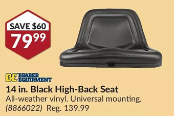 Princess Auto Braber Equipment 14 in. Black High-Back Seat offer