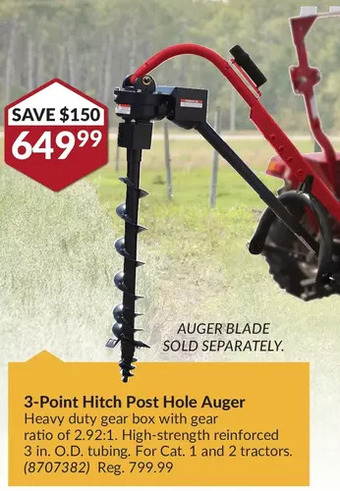 Princess Auto Red Rock 3-Point Hitch Post Hole Auger offer