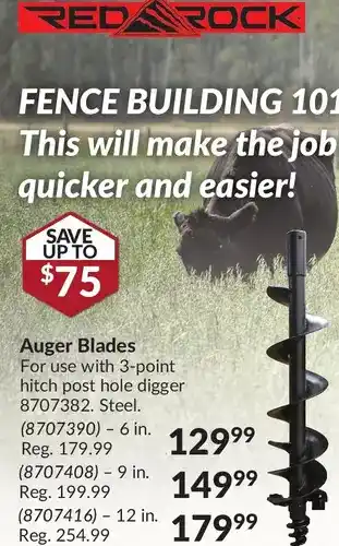 Princess Auto Red Rock Auger Blades 6 in. | 9 in. | 12 in. offer