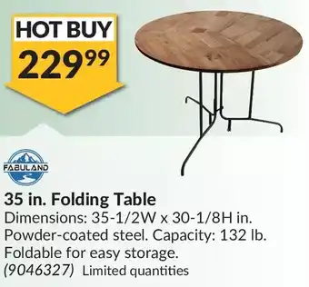 Princess Auto Fabuland 35 in. Folding Table offer