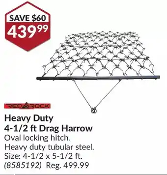 Princess Auto Red Rock Heavy Duty 4-1/2 ft Drag Harrow offer