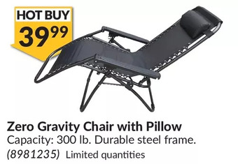 Princess Auto Zero Gravity Chair with Pillow offer