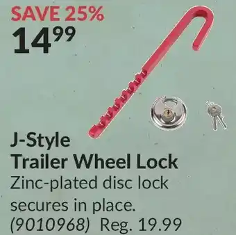 Princess Auto J-Style Trailer Wheel Lock offer
