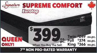 Surplus Furniture Supreme Comfort Eurotop Twin Mattress Set offer
