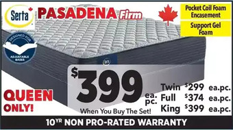 Surplus Furniture Serta Pasadena Firm Twin Mattress Set offer