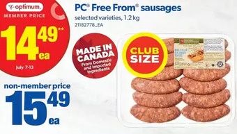 Real Canadian Superstore PC Free From Sausages offer