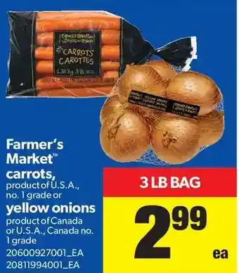 Real Canadian Superstore Farmer's Market Carrots, Yellow Onions offer