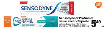Real Canadian Superstore Sensodyne or Pronamel Value Size Toothpaste offer