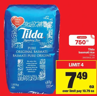 Real Canadian Superstore Tilda Basmati Rice offer