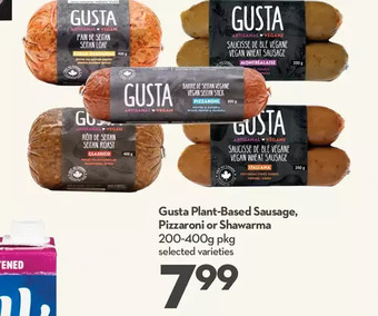 Longo's Gusta Plant-Based Sausage, Pizzaroni or Shawarma offer