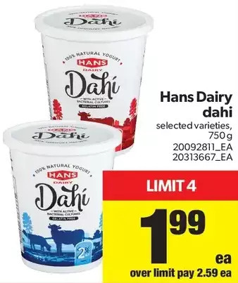 Real Canadian Superstore Hans Dairy Dahi offer