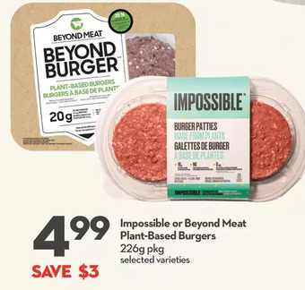 Longo's Impossible or Beyond Meat Plant-Based Burgers offer