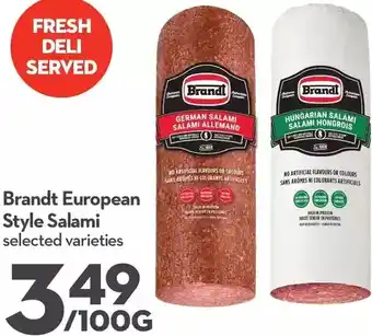 Longo's Brandt European Style Salami offer