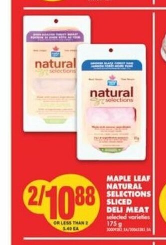 No Frills Maple Leaf Natural Selections Sliced Deli Meat offer