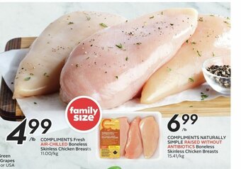 Sobeys Compliments Fresh Air-Chilled Boneless Skinless Chicken Breasts offer