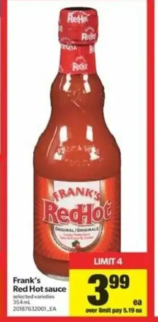 Real Canadian Superstore Frank's Red Hot Sauce offer