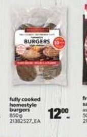 Real Canadian Superstore Fully Cooked Homestyle Burgers offer