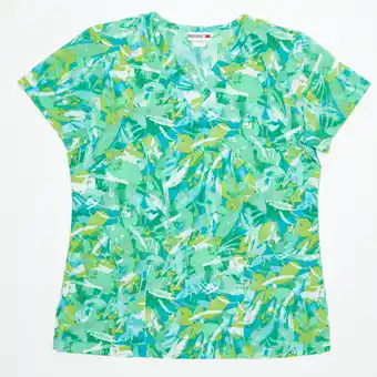 Giant Tiger White Cross Women's Scrub Top with Earth Day Themed Print offer