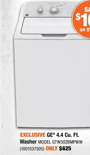 Home Depot GE 4.4 Cu. Ft. Washer offer