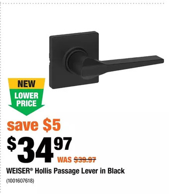 Home Depot Weiser Hollis Passage Lever in Black offer