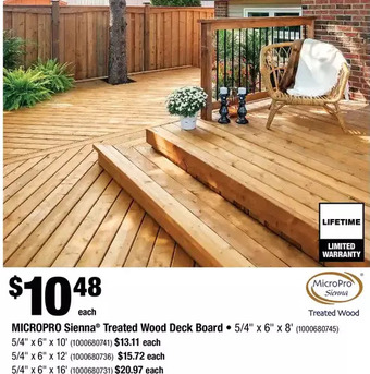 Home Depot Micropro Sienna Treated Wood Deck Board offer