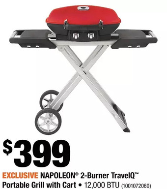 Home Depot Napoleon 2-Burner TravelQ Portable Grill with Cart offer