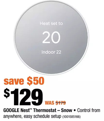 Home Depot Google Nest Thermostat - Snow offer