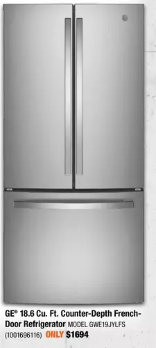 Home Depot GE 18.6 Cu. Ft. Counter-Depth French-Door Refrigerator offer