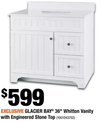Home Depot Glacier Bay 36" Whitton Vanity with Engineered Stone Top offer