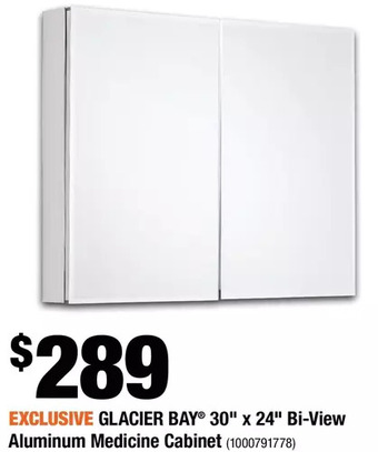 Home Depot Glacier Bay 30" X 24" Bi-View Aluminum Medicine Cabinet offer