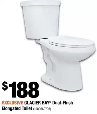 Home Depot Glacier Bay Dual-Flush Elongated Toilet offer