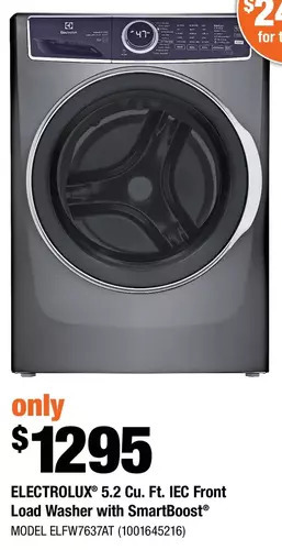 Home Depot Electrolux 5.2 Cu. Ft. IEC Front Load Washer with Smartboost offer
