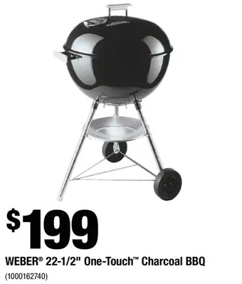 Home Depot Weber 22-1/2" One-Touch Charcoal BBQ offer