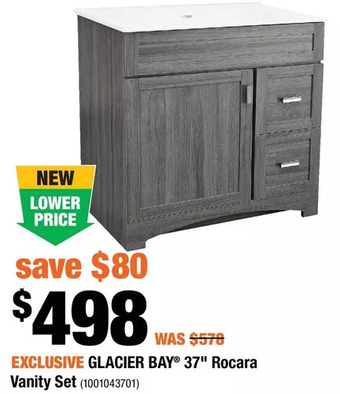 Home Depot Glacier Bay 37" Rocara Vanity Set offer