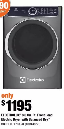 Home Depot Electrolux 8.0 Cu. Ft. Front Load Electric Dryer with Balanced Dry offer