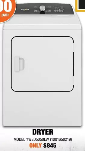 Home Depot Whirlpool Dryer offer