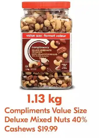 Sobeys Compliments Value Size Deluxe Mixed Nuts 40% Cashews offer