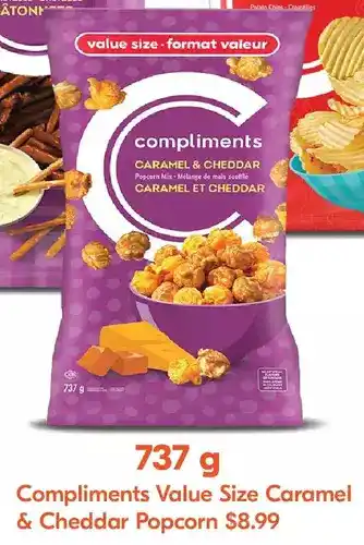 Sobeys Compliments Value Size Caramel & Cheddar Popcorn offer