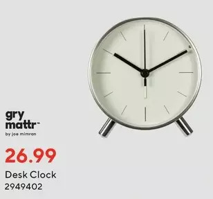 Staples Gry Mattr Desk Clock offer