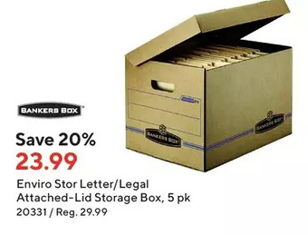 Staples Bankers Box Enviro Stor Letter/Legal Attached-Lid Storage Box offer