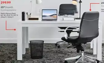 Staples Metric Parsons Desk 65" W X 35.4" D X 30" H offer