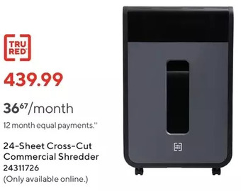 Staples Tru Red 24-Sheet Cross-Cut Commercial Shredder offer