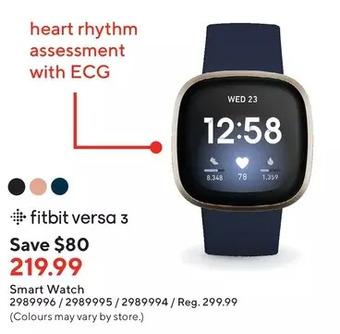 Staples Fitbit Versa 3 Smart Watch offer