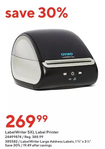 Staples Dymo Labelwriter 5XL Label Printer offer