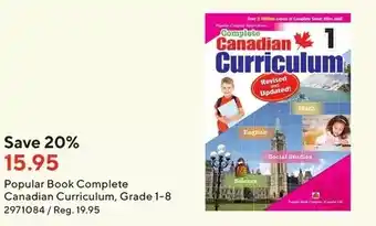 Staples Popular Book Complete Canadian Curriculum, Grade 1-8 offer