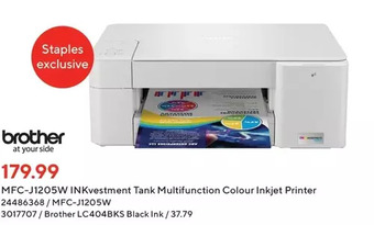 Staples Brother MFC-J1205W Inkvestment Tank Multifunction Colour Inkjet Printer offer