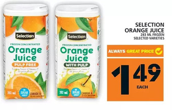 Food Basics Selection Orange Juice offer